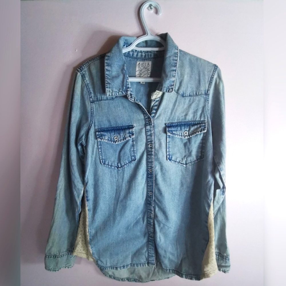 (2 for $40) Billabong Denim Button Down with Lace